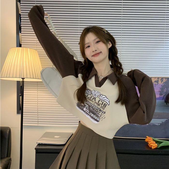 Áo Sơ Mi Tay Dài In Họa Tiết Khối Màu Phong Cách Vintage Thời Trang Mùa Thu Dành Cho Nữ Plus Size