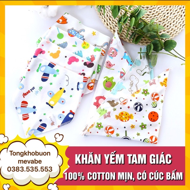 Combo 5 yếm tam giác 100% cotton có cúc bấm