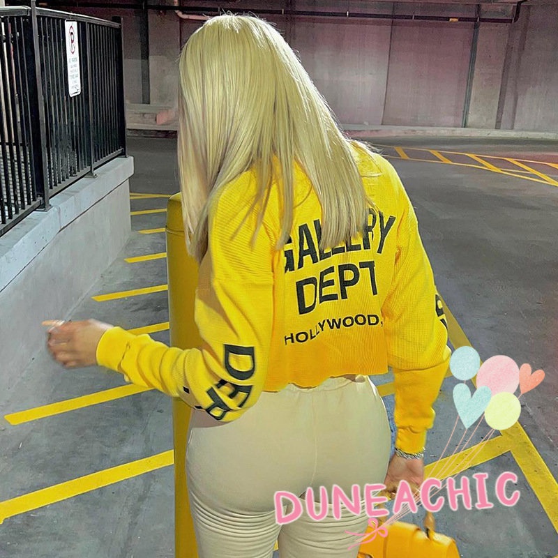 DUNEA Áo Nỉ Dài Tay Cổ Tròn Form Rộng In Chữ Phong Cách Đường Phố