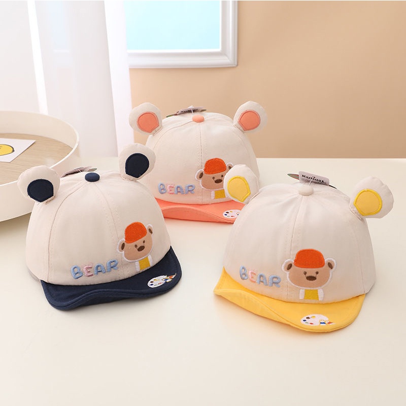 Mũ gấu bear cho bé trai bé gái 5-24 tháng mũ chống nắng điều chỉnh được chiều rộng _ MU13