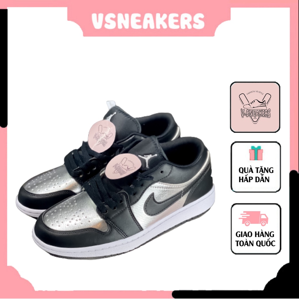Giày Thể Thao J D1 Low Black Metallic Silver Thấp Cổ Đen Bạc