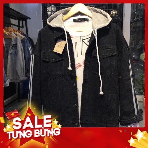 -HÀNG NHẬP KHẨU Áo Khoác Jean Nam Nữ UNISEX Ảnh Thật Có Mũ Viền Tay Siêu Cá Tính Phong Cách, Áo Khoác Bò Liên hệ mua hà