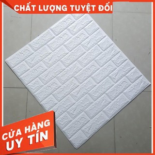 Bộ 10 Tấm Xốp Dán Tường Giả Gạch 3D Dày 5mm Màu Trắng 70x77cm