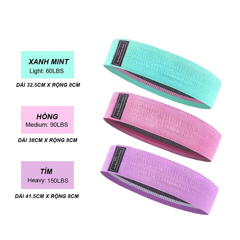 Dây kháng lực Miniband vải thun đàn hồi cao cấp tập mông đùi squat tại nhà