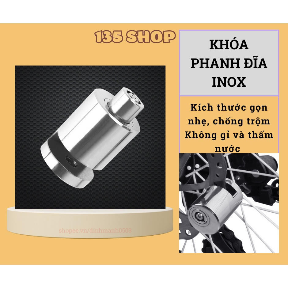 Khóa Phanh Đĩa Xe Máy, Xe Đạp – Khóa Chống Trộm Inox Cao Cấp Nguyên Khối M101