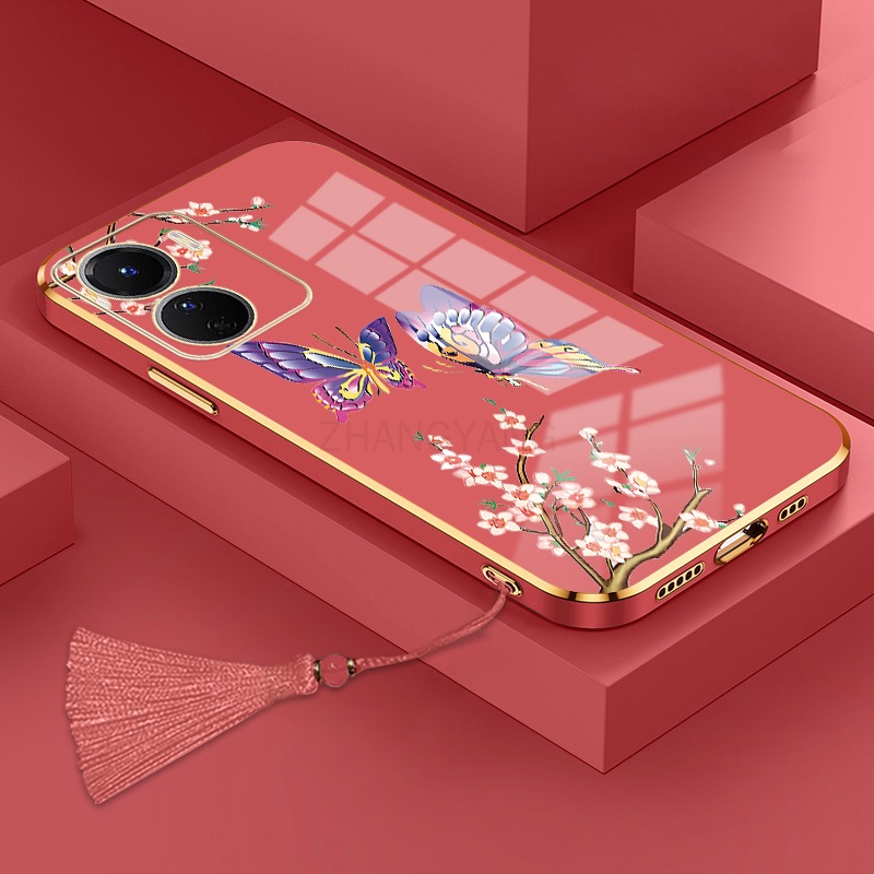 ốp lưng oppo a57 2022 Ốp Điện Thoại Silicon Họa Tiết Bươm Bướm Kèm Dây Đeo Cho oppo a57 2022