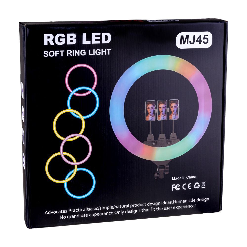 Đèn Led Livestream RGB 45CM - Đèn Led Nhiều Màu - Kẹp 3 Điện Thoại - 24 Mức Chỉnh Màu Đèn Cực Đẹp - Kèm Chân Đèn 2m1
