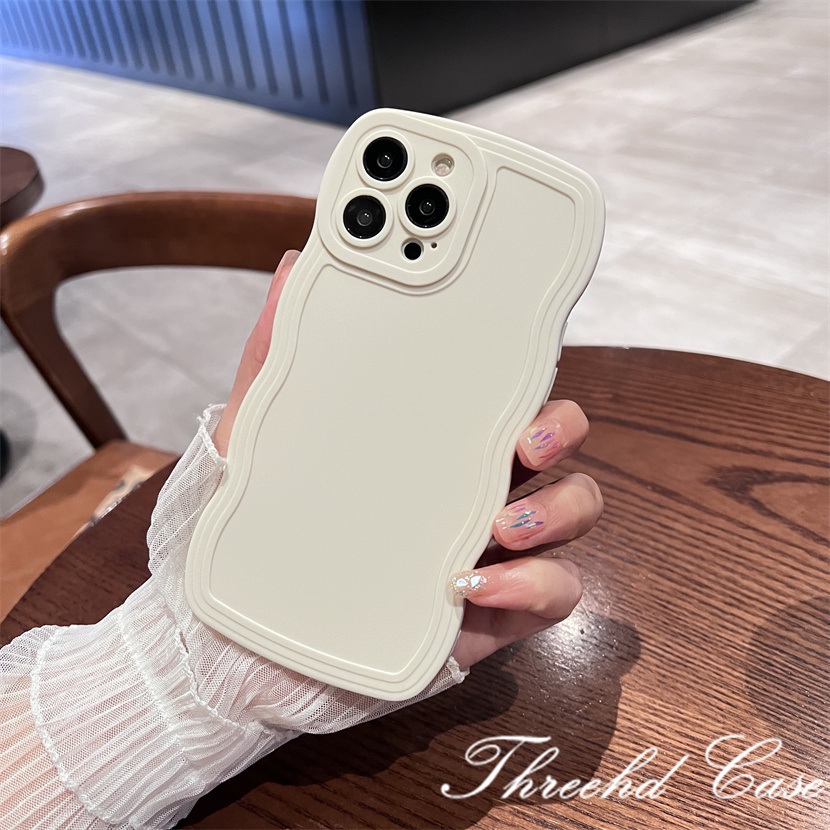 Ốp Điện Thoại Mềm Chống Rơi Màu Trơn Họa Tiết Sóng Biển Lớn Cho iPhone 14 13 12 11 Pro Max SE2020 X Xr Xs Max 8 7Plus