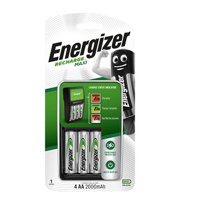 Bộ sạc pin AA, AAA Energizer CHVCM4 kèm sẵn 4 pin sạc AA 2000mAh