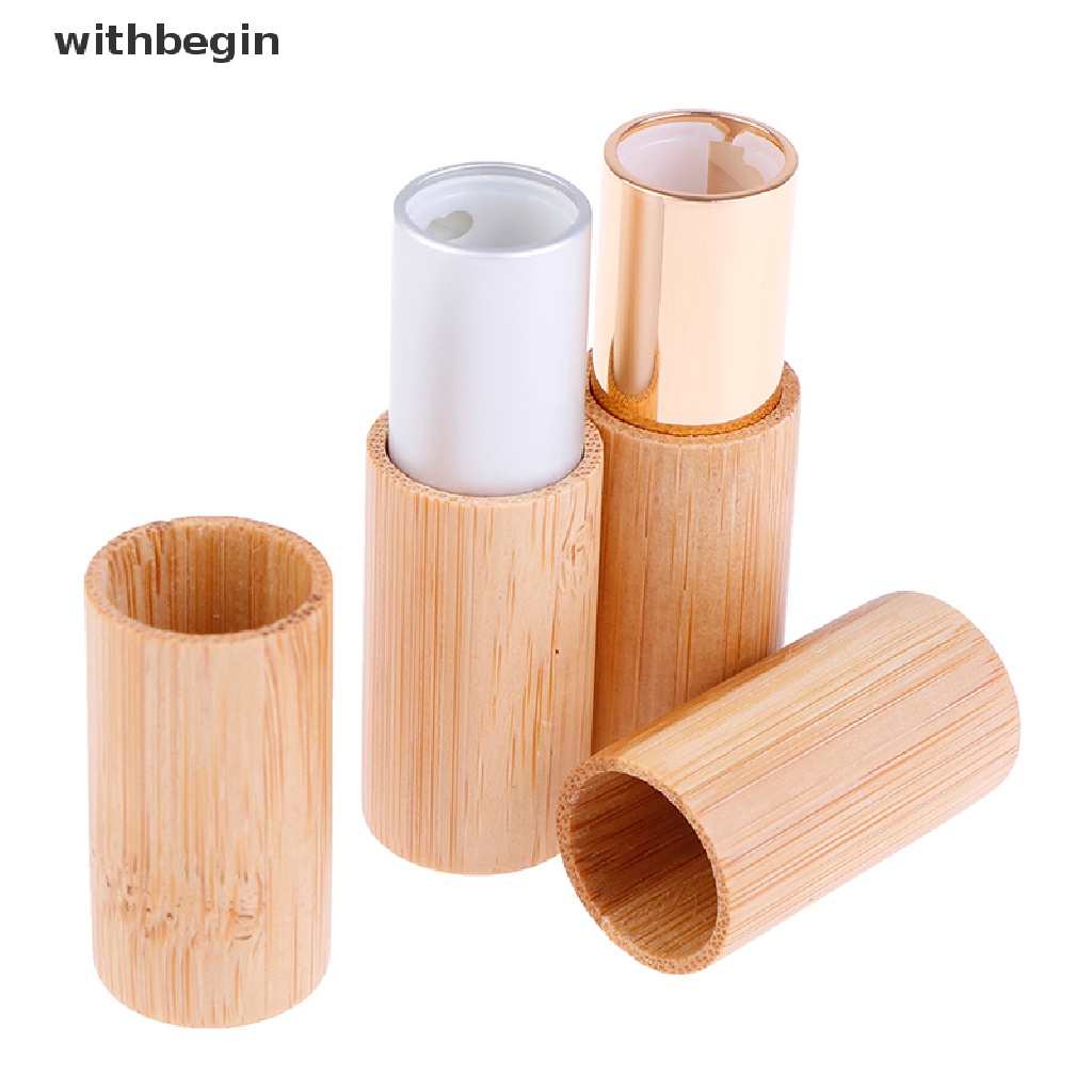 【WIT】 4G Bamboo Lipstick Tube Top Grade Lip Balm Sub Package DIY Empty Lip Container .