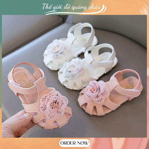 Giày Tập Đi Sandal Đế Mềm Đính Hoa Dành Cho Bé Gái, Mẫu Hot 2022 - Hàng Quảng Châu Cao Cấp (LX-1)