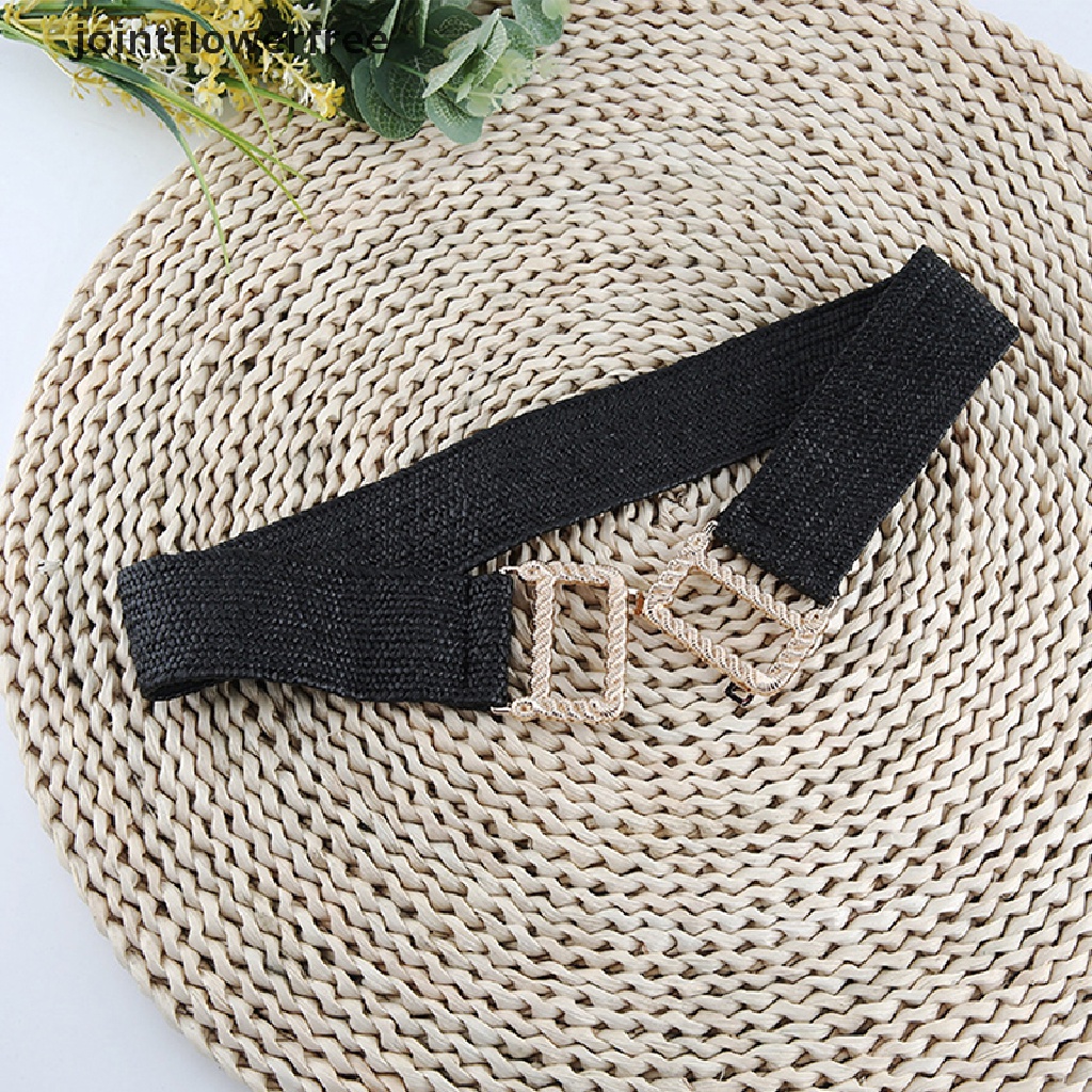 Thắt Lưng Bện Sợi Rơm Bản Rộng Co Giãn Phong Cách Bohemia Thời Trang Cho Nữ