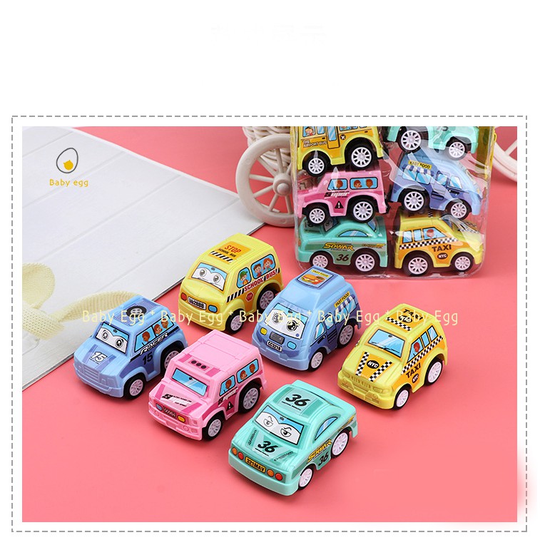 Set 6 ô tô nhỏ mini cứu hỏa xe taxi xe công trường chạy cót chạy trớn đà đồ chơi cho bé trai bé gái 1 2 3 4 5 6 7 tuổi