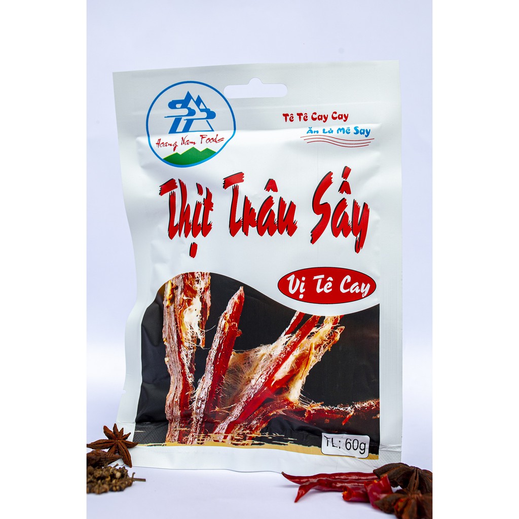 [Mua sỉ từ 1-4 thùng giá tốt] Thịt trâu sấy vị tê cay Hoàng Nam Food 80 gói/thùng