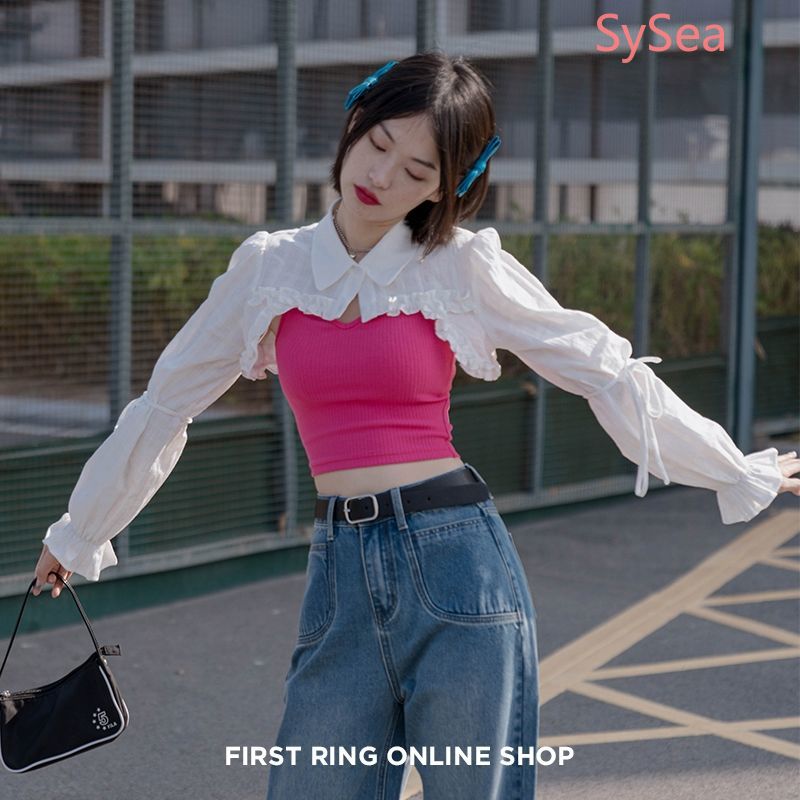 Bộ Áo Sơ Mi Dài Tay + Áo Camisole Xinh Xắn Dành Cho Nữ