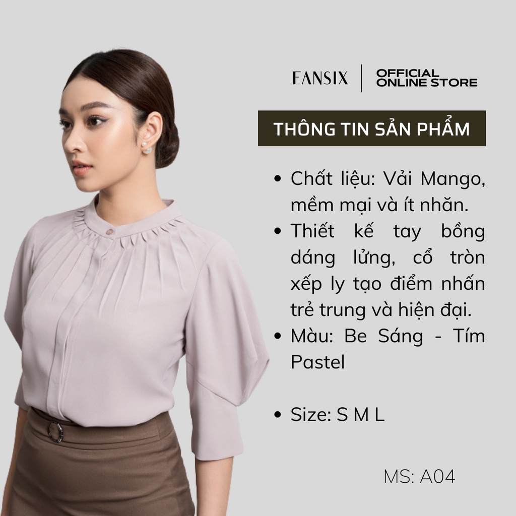 Áo sơ mi nữ thiết kế xếp ly cổ độc đáo FANSIX - A04 sơ mi công sở, vải Mango mềm mại | BigBuy360 - bigbuy360.vn