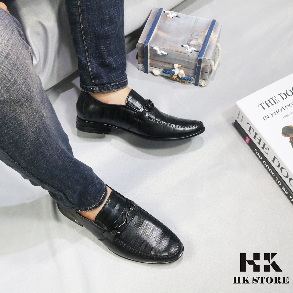 Giày tây lười nam hàng cao cấp chính hãng HK.STORE siêu nhẹ êm chân và chống nhăn da hoàn toàn.