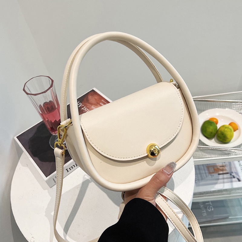 Túi Đeo Chéo Dáng Tròn Nhỏ Màu Trơn Thời Trang Xinh Xắn Cho Nữ