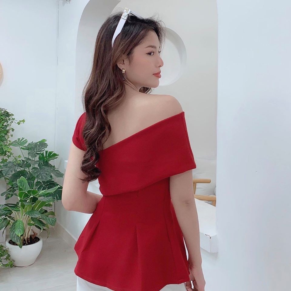Áo lệch vai bo eo dáng xòe thiết kế theo xu hướng hiện nay