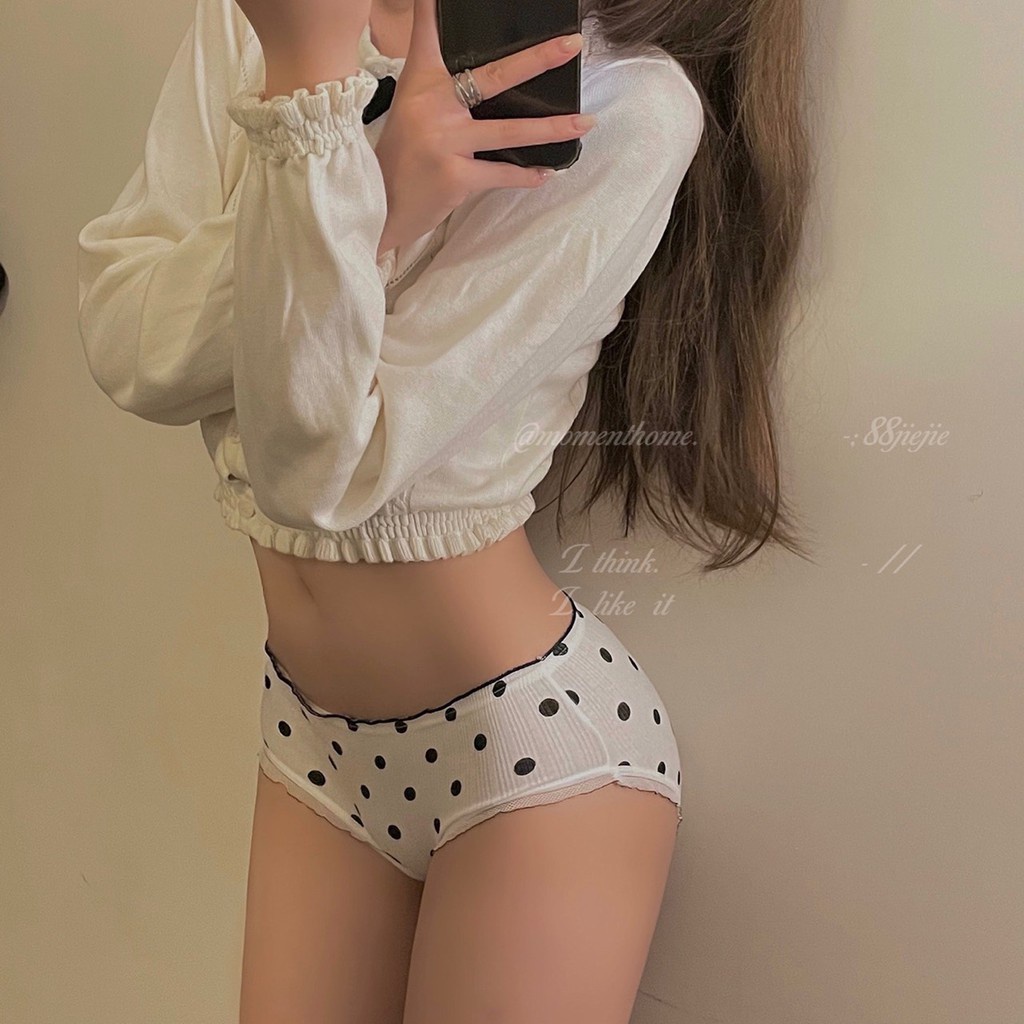 Quần Lót Nữ cotton họa tiết chấm bi đính nơ điệu đà mã H004
