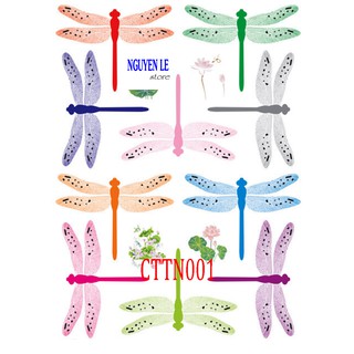 Combo 10 chuồn chuồn 3D trang trí