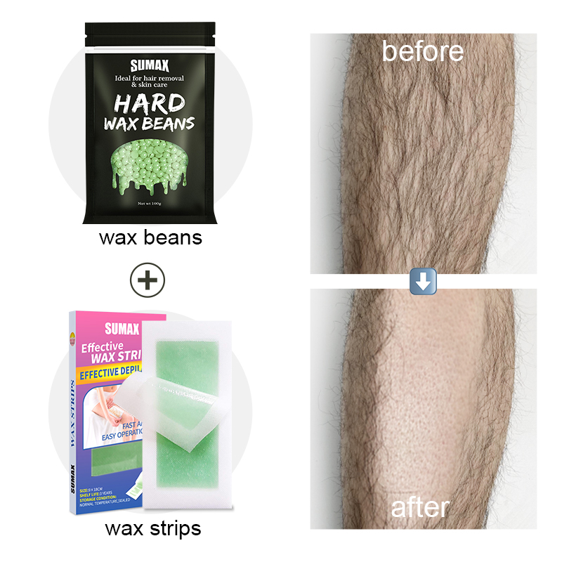 Set 100g hạt sáp tẩy lông và miếng dán hỗ trợ tẩy lông SUMAX