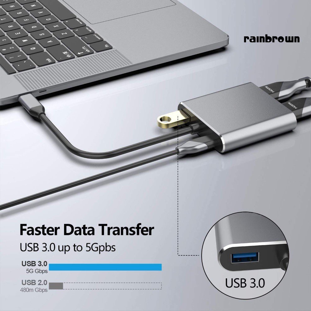 Hub Chuyển Đổi 4 Trong 1 Type-C Sang Hdmi 4k Vga USB 3.0 Tiện Dụng