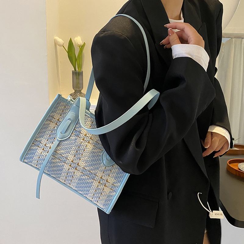 Túi đeo vai IELGY sức chứa lớn họa tiết kẻ ô thời trang phương Tây tinh tế cho nữ