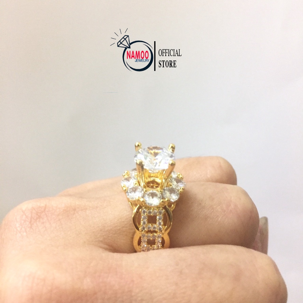 Nhẫn Nữ Mạ Vàng Đính Đá N690 Bản Lớn, Nhẫn Đá Lớn Namoo jewelry