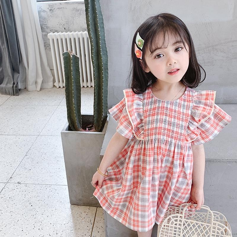 Đầm xòe kiểu công chúa họa tiết caro duyên dáng dành cho bé gái