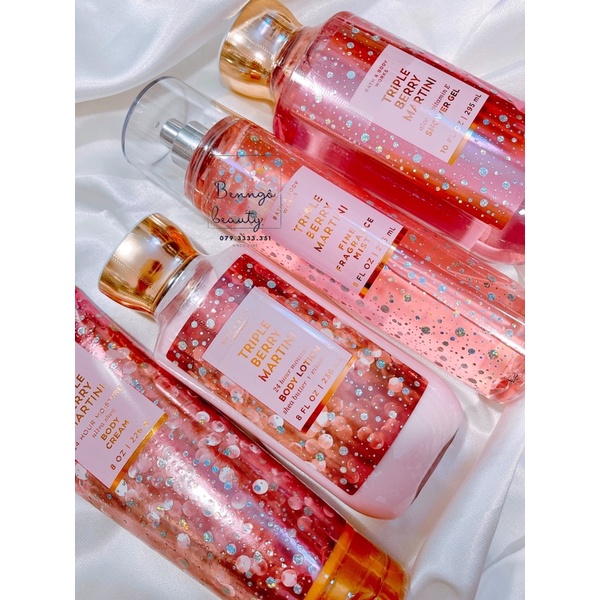 TRIPPLE BERRY MARTINI - Bộ xịt thơm dưỡng thể Bath & Body Works 🍒