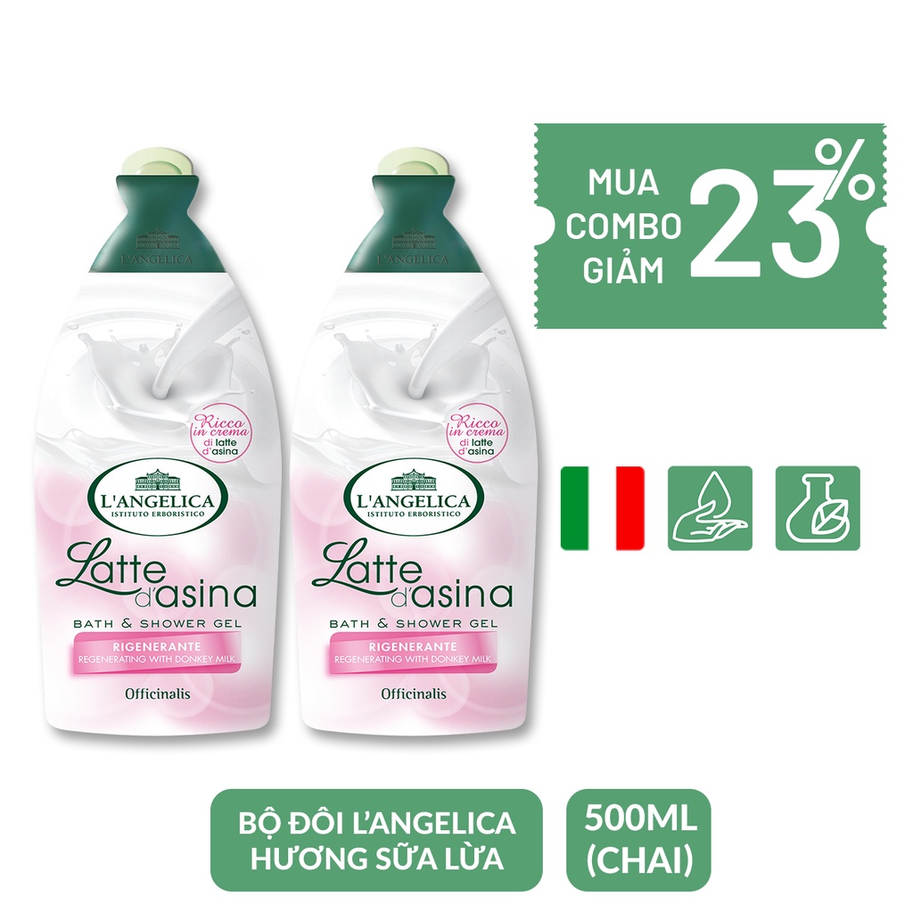 Combo Sữa Tắm Thảo Dược Cao Cấp Nhập Khẩu Ý L'Angelica (5 Mùi Hương Quyến Rũ) 500ml