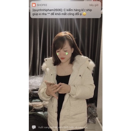 ÁO PHAO MŨ LÔNG DÁNG LỠ HÀNG QUẢNG CHÂU 100%