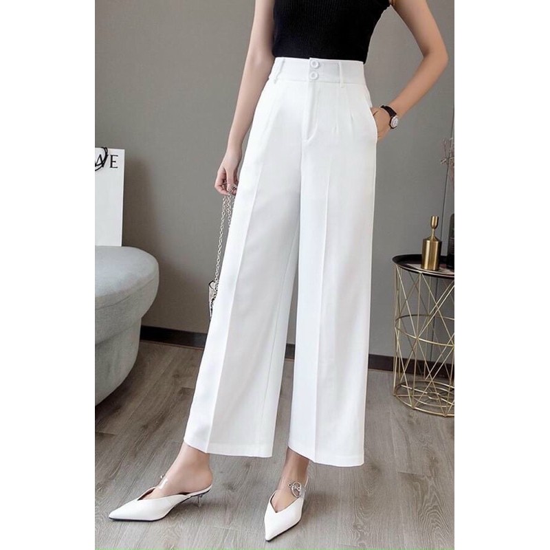 Quần culottes ống rộng suông dài chất dày lưng cao | BigBuy360 - bigbuy360.vn