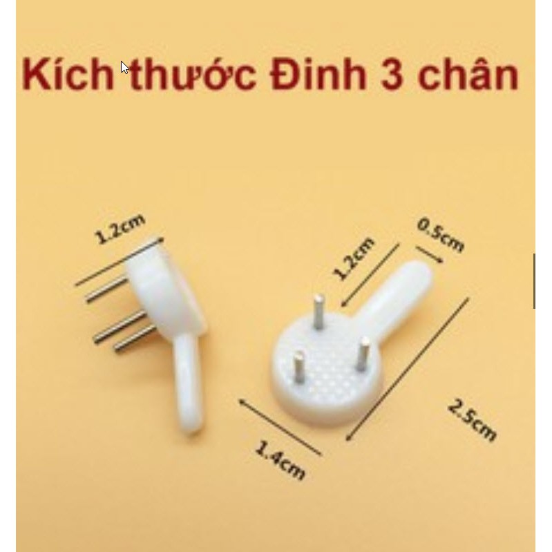 [ HCM - Combo 10-20-50 ] Đinh 3 chân ( đinh ba chân )  trắng chuyên dụng treo khung ảnh đơn giản không cần khoan tường