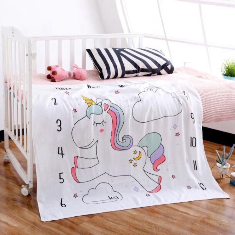 Chăn lụa cotton đa năng cho bé (100 x 120cm) - Khăn tắm cho bé sợi tre 4 lớp