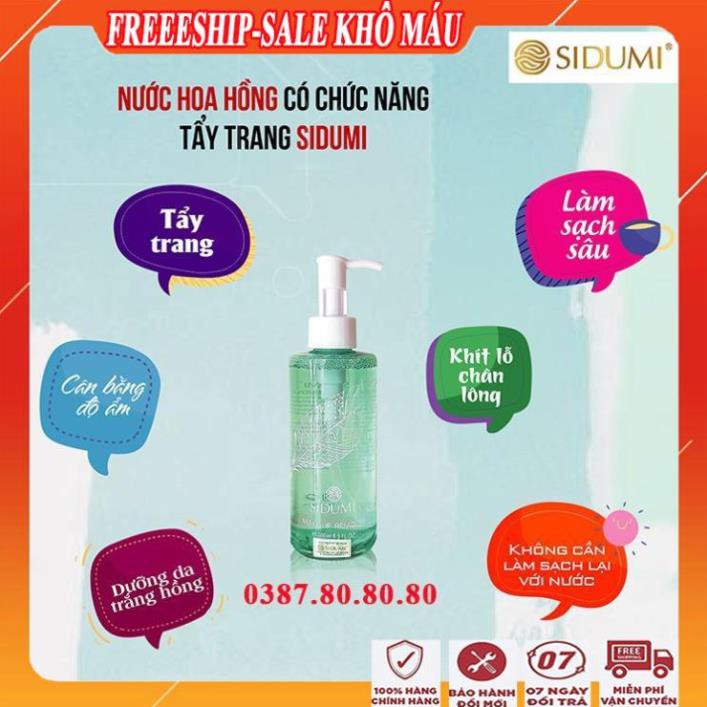 [ Freeship - SALE KHÔ MÁU ] Nước hoa hồng kiêm tẩy trang sidumi/ Nước hoa hồng cho da dầu mụn đa năng cao cấp