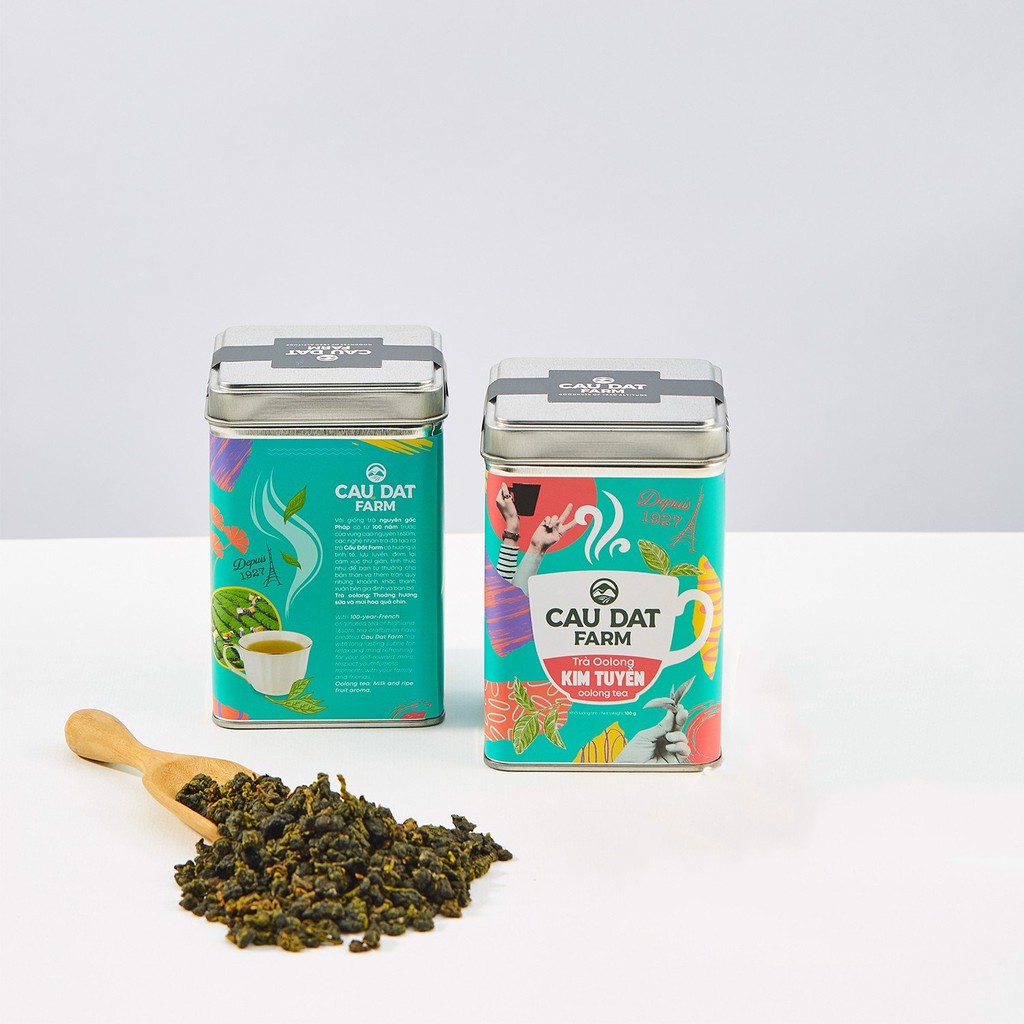Trà Oolong Cầu Đất Farm hộp thiếc 100g