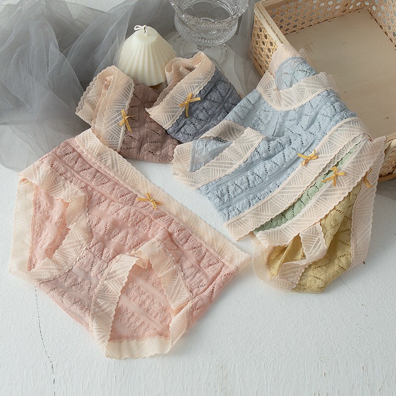 Quần lót nữ cotton Viền Ren Thông Hơi Cạp Mềm Không Gây Hằn QL258