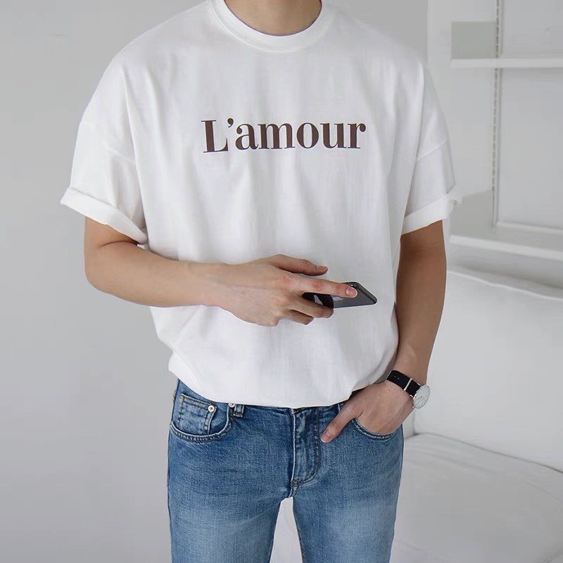 ÁO THUN TAY LỠ COTTON L’AMOUR FORM UNISEX (hình chụp thật)