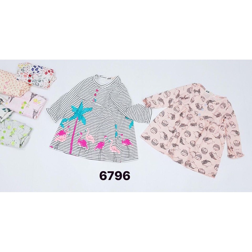 VÁY COTTON HM DÀI TAY SIZE 2/3-7/8 TUỔI