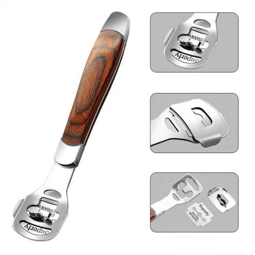 Dụng Cụ Mài Chà Gót Chân Tẩy Da Chết Inox Cao Cấp tặng kèm 20 dao cạo thay thế