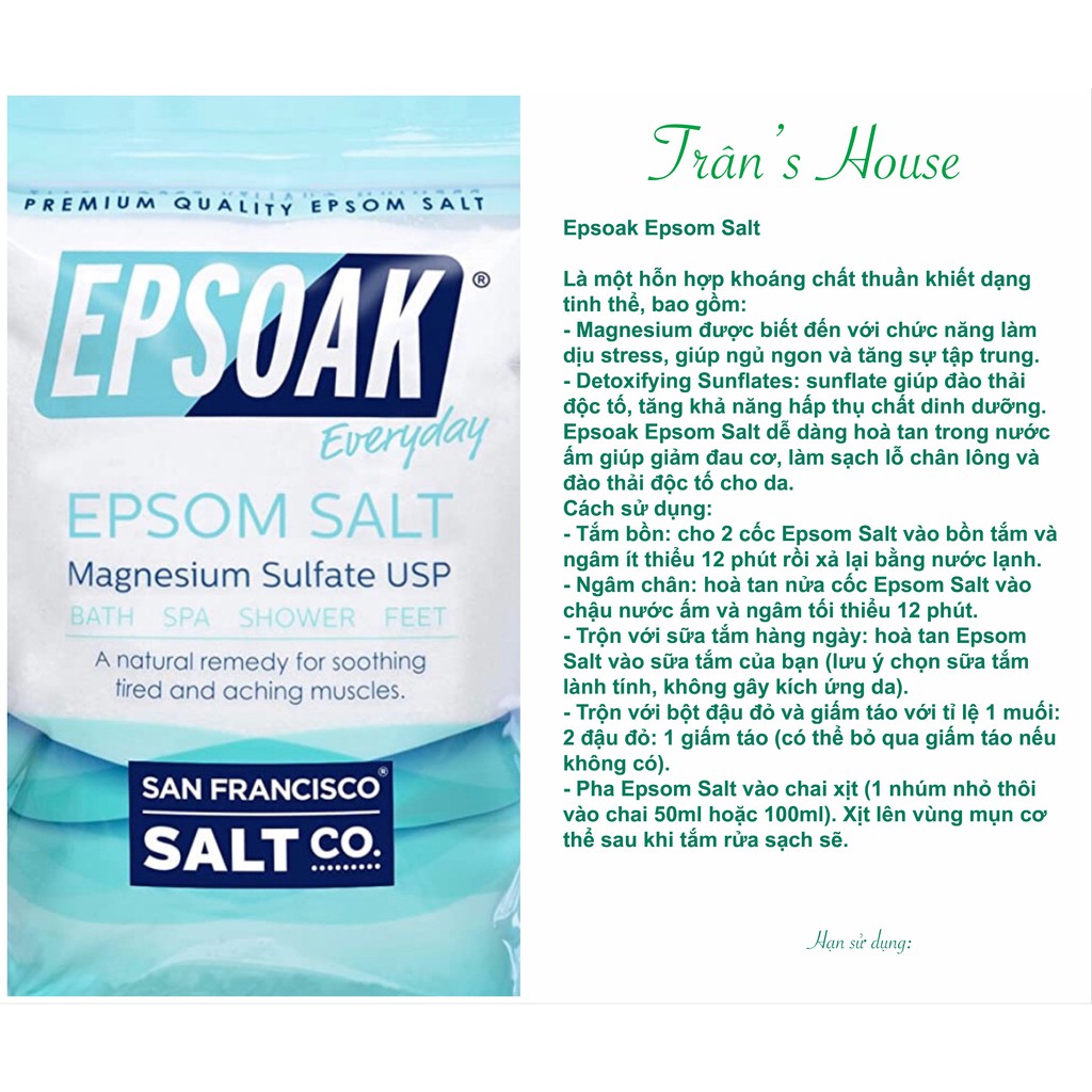 Epsom Salt muối tắm và ngâm chân đào thải độc tố Epsoak | BigBuy360 - bigbuy360.vn