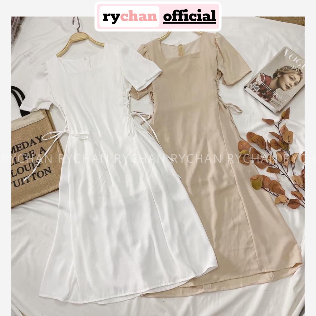 Đầm Xòe Cổ Vuông Tay Ngắn 4 Màu Trắng Đen Nude Đỏ [Ảnh Thật Cuối] - DX820