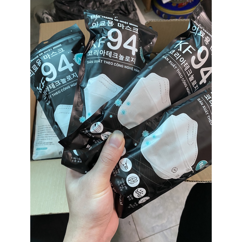 Khẩu trang kf94 set 50 cái khẩu trang 4D cao cấp công nghệ hàn quốc chống bui mụn, giảm thiểu các bệnh hô hấp