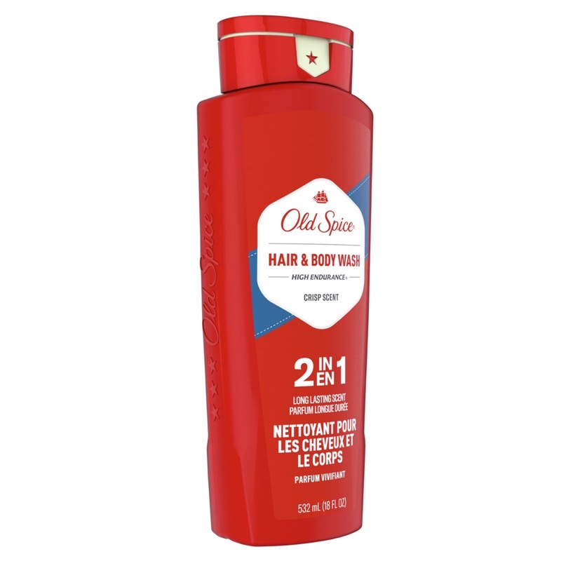 [USA] Combo 2 tắm gội 2in1 nam Gel Old Spice High Endurance Hair + Body Wash 532ml x 2 chai - Mỹ