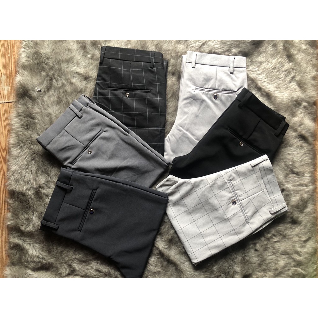 Quần Tây Âu Nam hình thật phom ôm vải dản ống côn