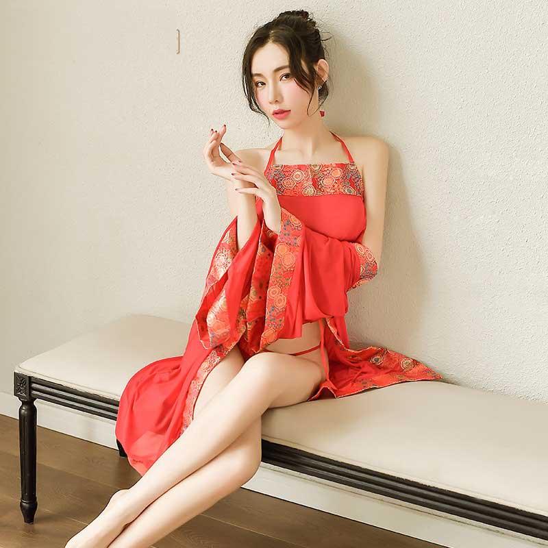 Đồ ngủ sexy nữ gợi cảm yếm ngực cổ trang kèm áo choàng quyến rũ 9005 | BigBuy360 - bigbuy360.vn