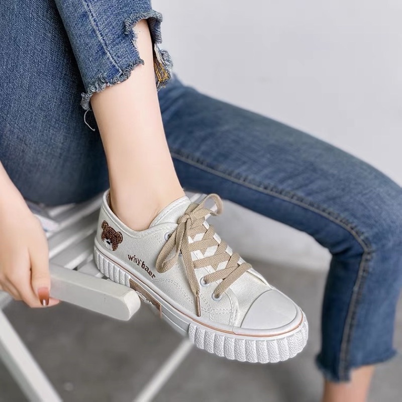 Giày thể thao, giày sneaker hoạ tiết gấu brown dễ thương thời trang phong cách
