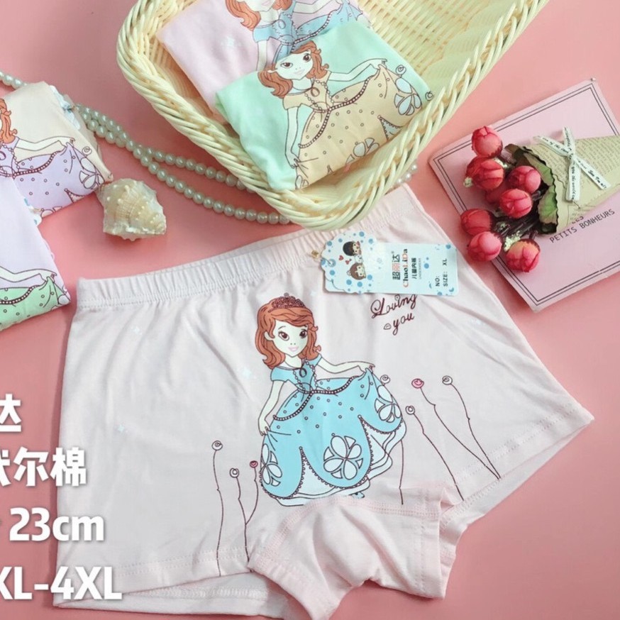 10 quần lót đùi bé gái nhiều hình vải cotton 100%.